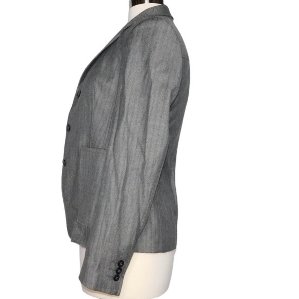 Express Stretch 3 Button Wool Blend Grey Stripe B… - image 2